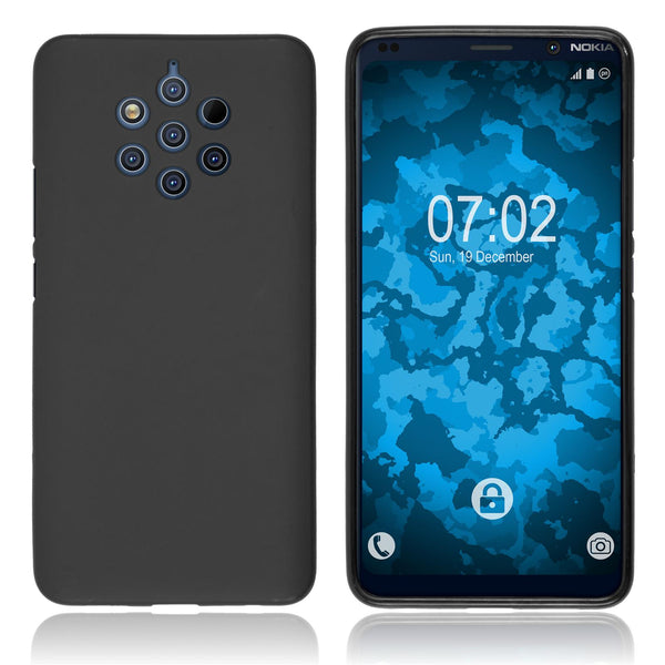 PhoneNatic Case kompatibel mit  Nokia 9 PureView - schwarz Silikon Hülle matt Cover