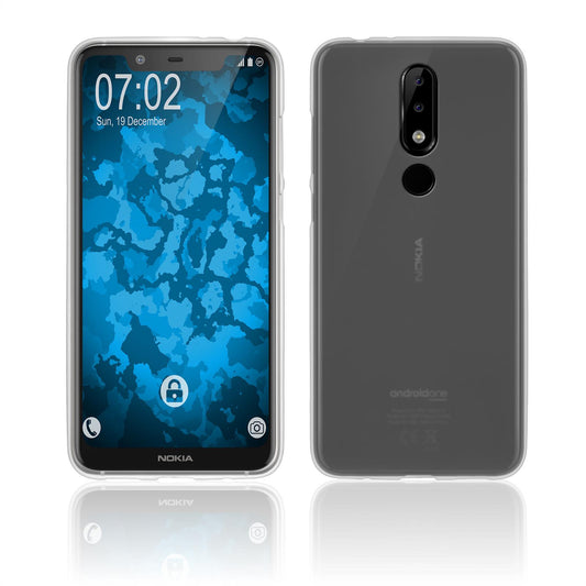 PhoneNatic Case kompatibel mit  Nokia 5.1 Plus - transparent-weiß Silikon Hülle matt Cover