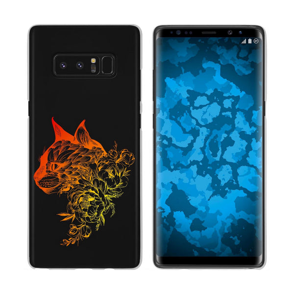 Galaxy Note 8 Silikon-Hülle Floral Katze M2-2 Case