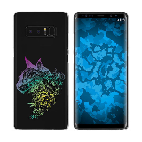 Galaxy Note 8 Silikon-Hülle Floral Katze M2-4 Case