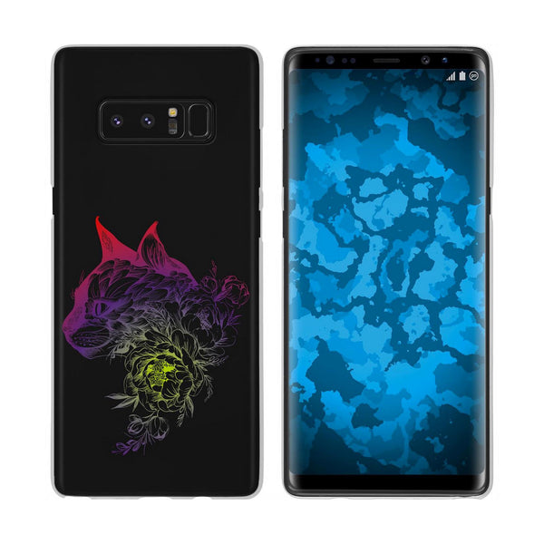 Galaxy Note 8 Silikon-Hülle Floral Katze M2-5 Case