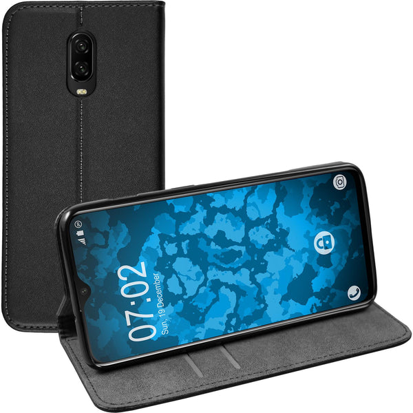 Kunst-Lederhülle für  OnePlus 6T Book-Case schwarz Cover