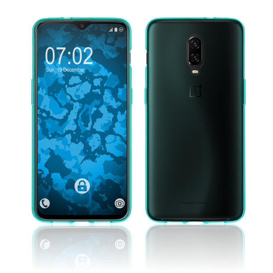 PhoneNatic Case kompatibel mit  OnePlus 6T - türkis Silikon Hülle transparent Cover