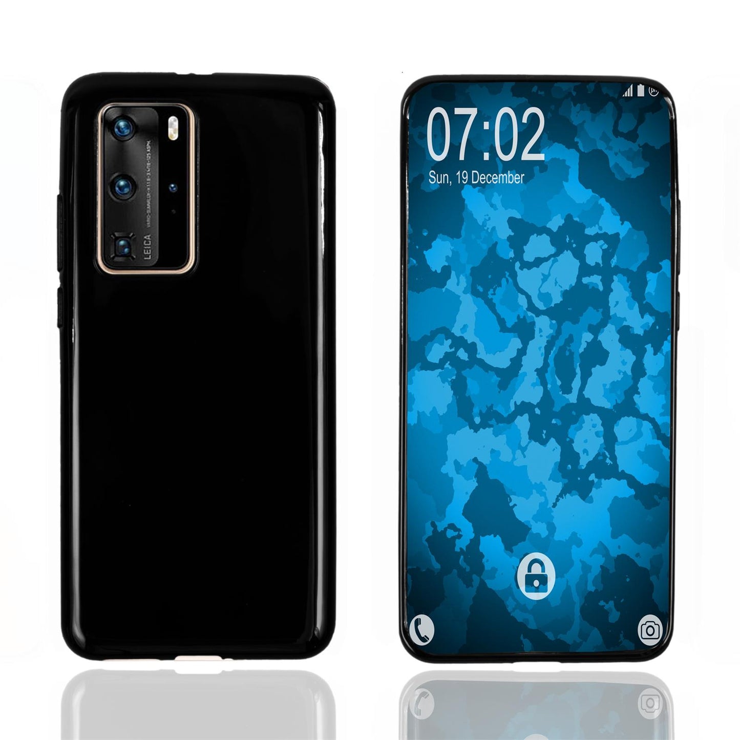 PhoneNatic Case kompatibel mit Huawei P40 Pro / P40 Pro Plus - schwarz Silikon Hülle transparent Cover
