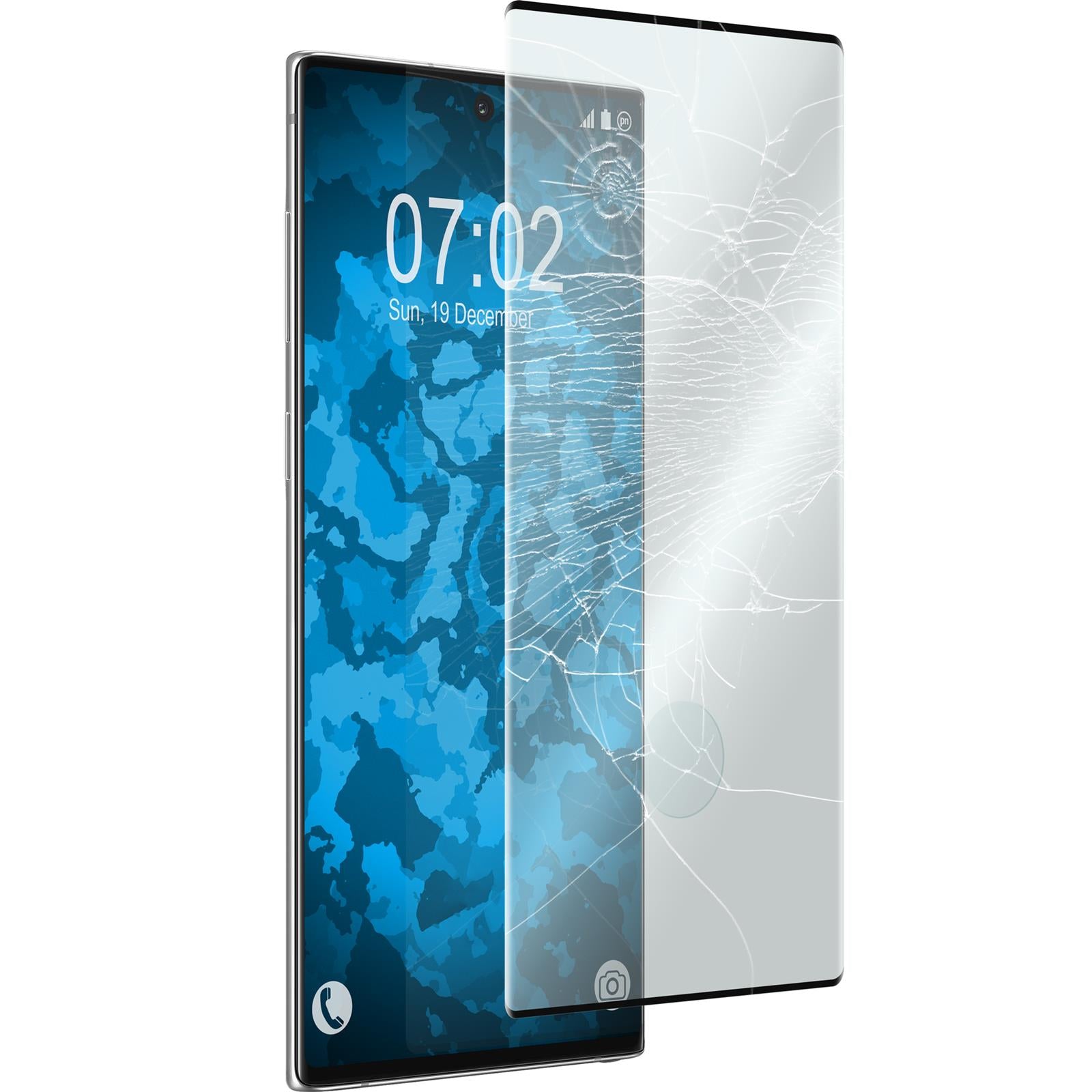 2 x Samsung Galaxy Note 10 Glas-Displayschutzfolie klar full