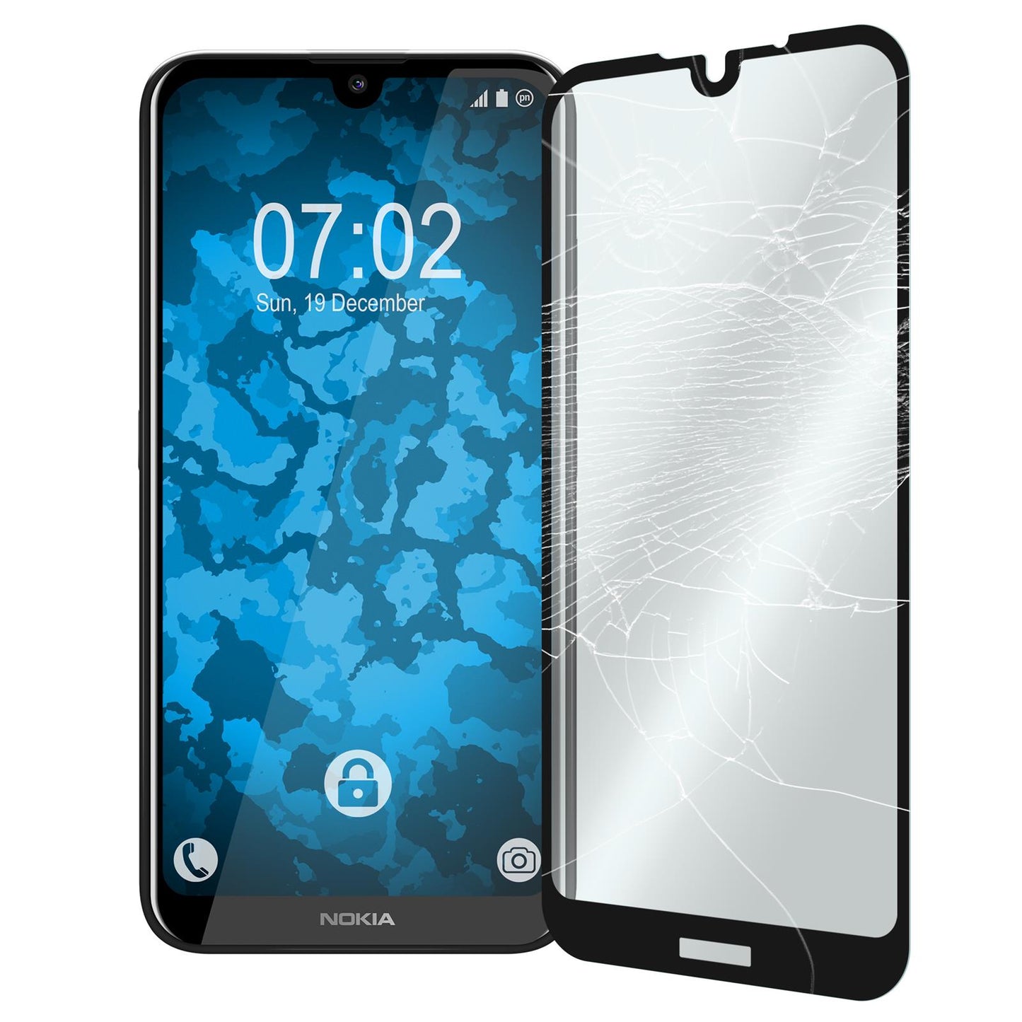 2 x  Nokia 2.2 Glas-Displayschutzfolie klar full-screen schw