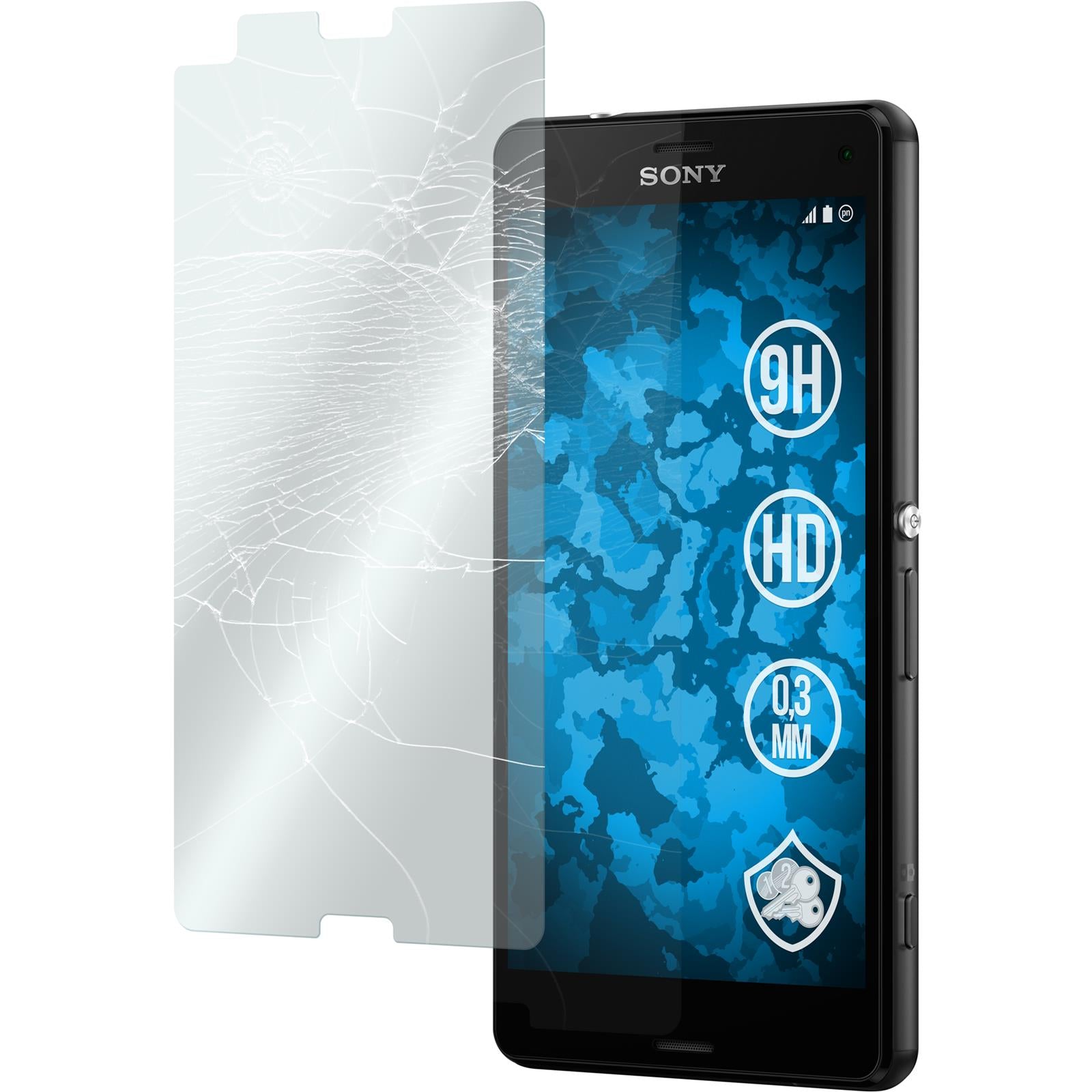 3 x Sony Xperia Z3 Compact Glas-Displayschutzfolie klar