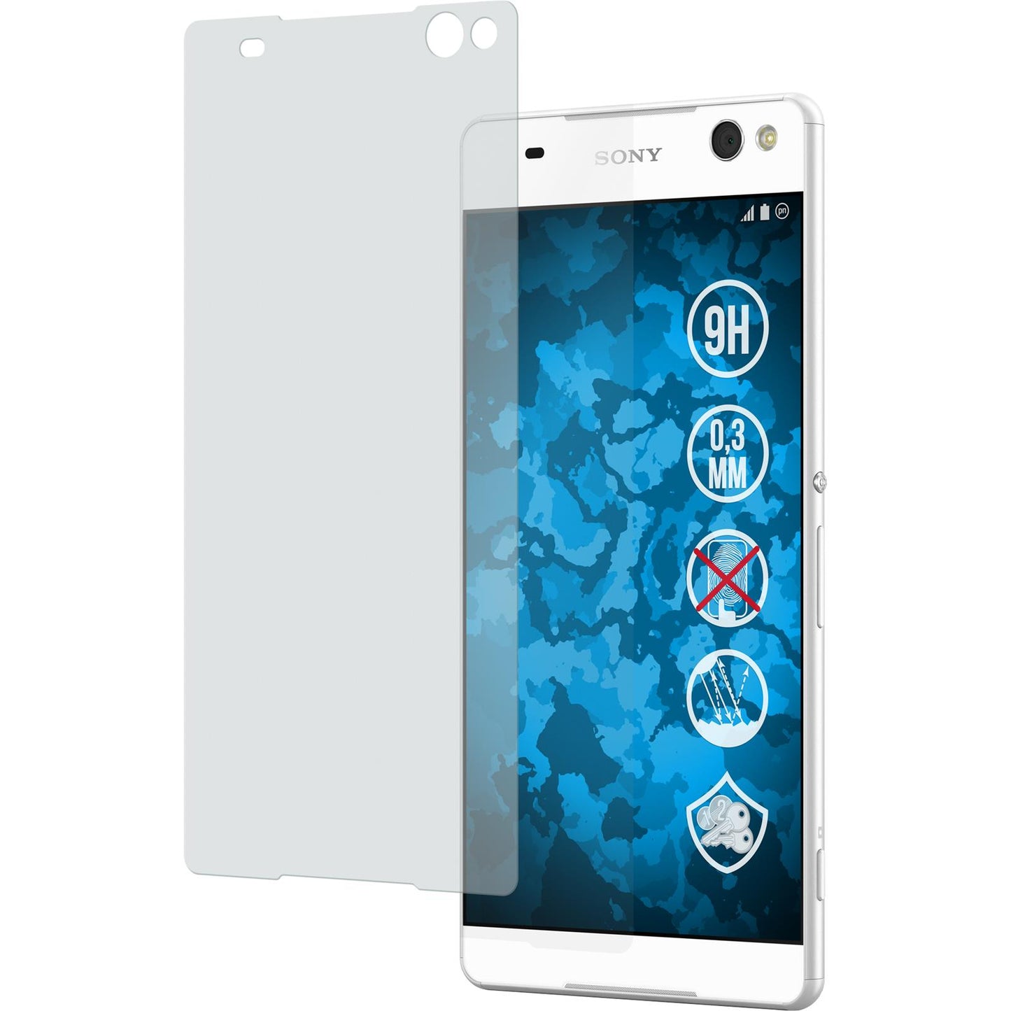 2 x Sony Xperia C5 Ultra Glas-Displayschutzfolie matt