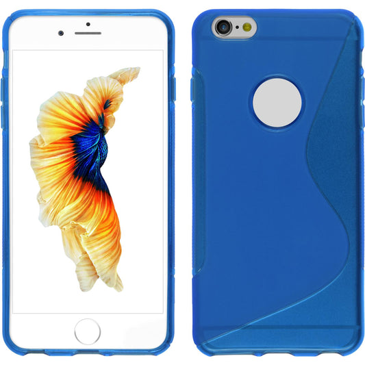 PhoneNatic Case kompatibel mit Apple iPhone 6 Plus / 6s Plus - blau Silikon Hülle S-Style + 2 Schutzfolien