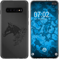 Galaxy S10 Plus Silikon-Hülle Floral Pferd M5-1 Case