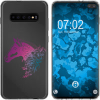 Galaxy S10 Plus Silikon-Hülle Floral Pferd M5-6 Case