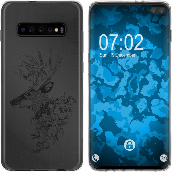 Galaxy S10 Plus Silikon-Hülle Floral Hirsch M7-1 Case