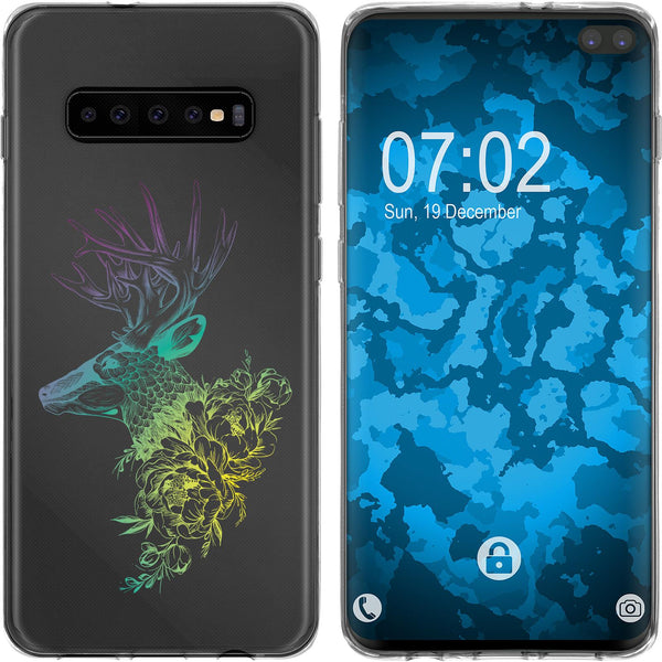 Galaxy S10 Plus Silikon-Hülle Floral Hirsch M7-4 Case