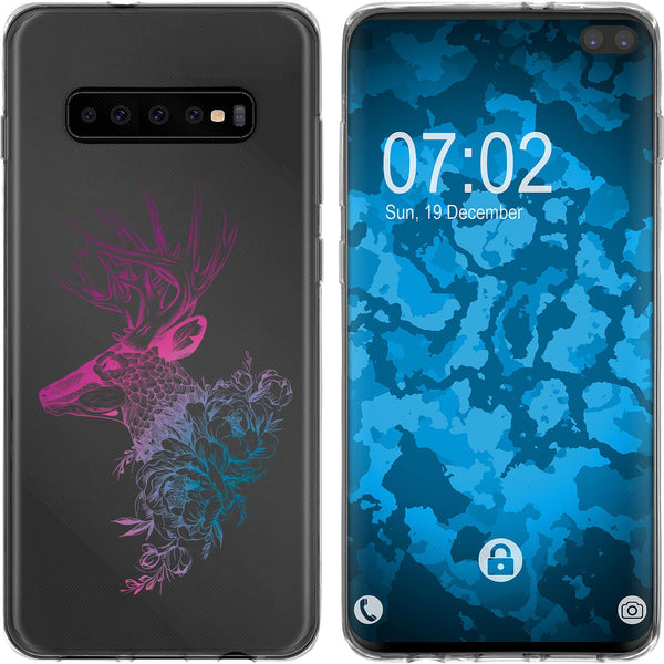 Galaxy S10 Plus Silikon-Hülle Floral Hirsch M7-6 Case