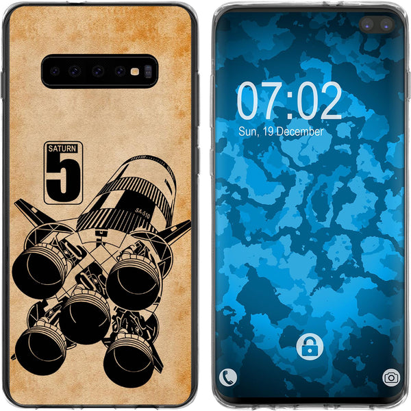 Galaxy S10 Plus Silikon-Hülle Space Moon Rocket M3 Case