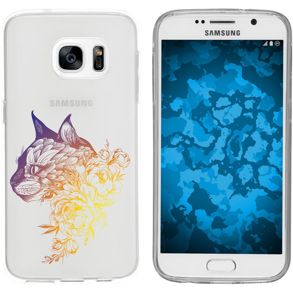 Galaxy S7 Silikon-Hülle Floral Katze M2-3 Case