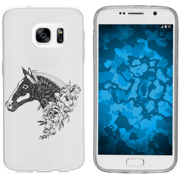 Galaxy S7 Silikon-Hülle Floral Pferd M5-1 Case