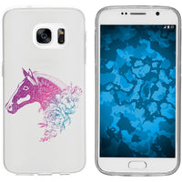 Galaxy S7 Silikon-Hülle Floral Pferd M5-6 Case