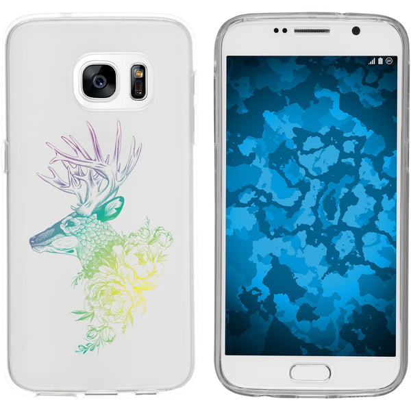 Galaxy S7 Silikon-Hülle Floral Hirsch M7-4 Case