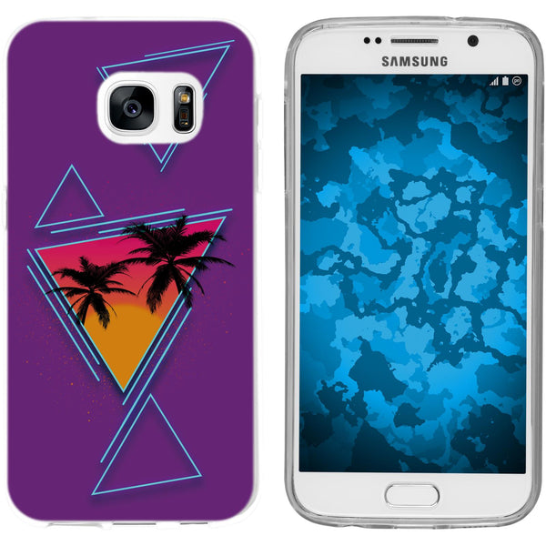 Galaxy S7 Silikon-Hülle Retro Wave Palmen M3 Case