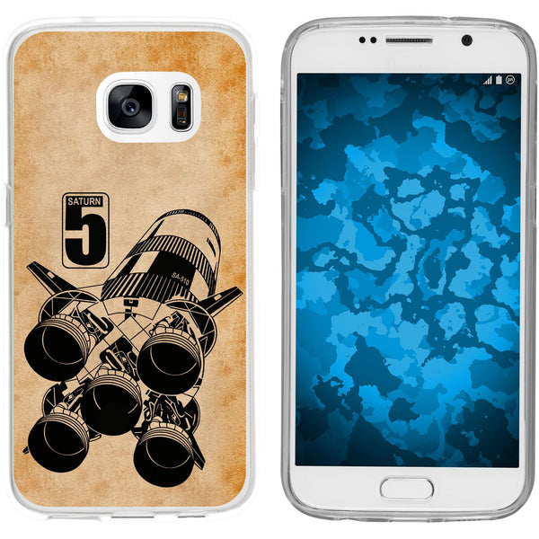 Galaxy S7 Silikon-Hülle Space Moon Rocket M3 Case