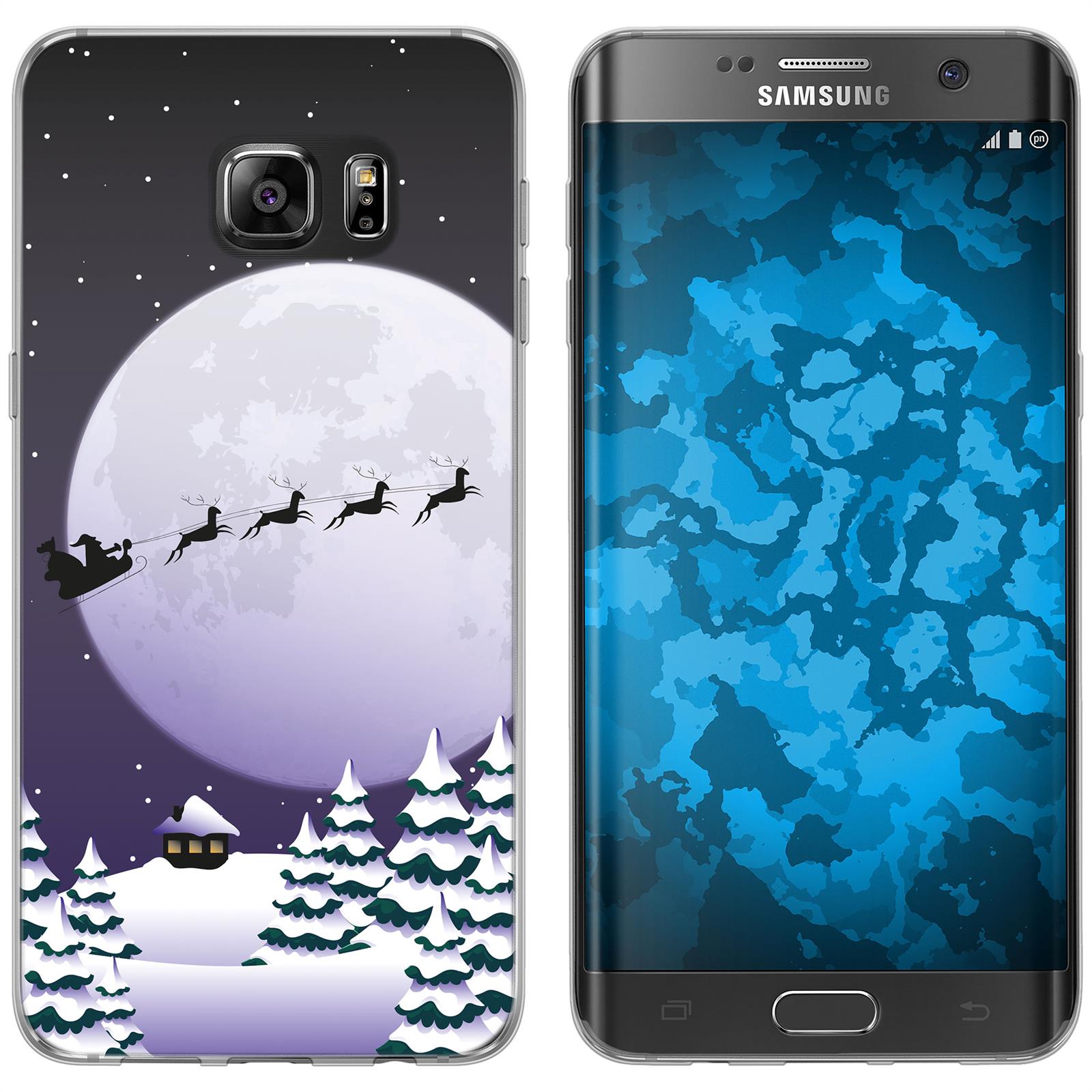 Galaxy S7 Edge Silikon-Hülle X Mas Weihnachten Santa - Night