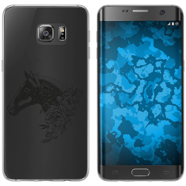 Galaxy S7 Edge Silikon-Hülle Floral Pferd M5-1 Case