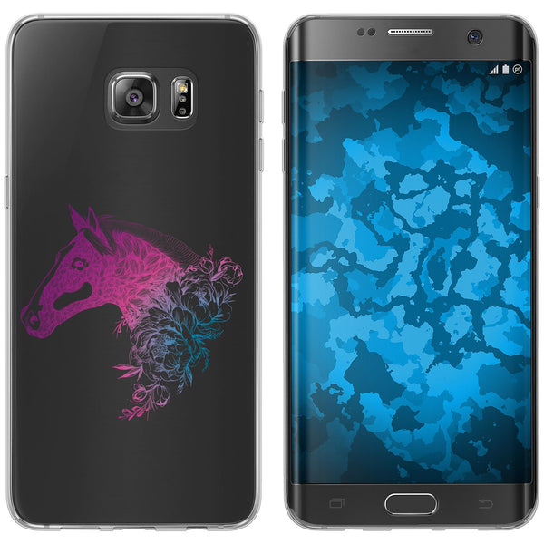 Galaxy S7 Edge Silikon-Hülle Floral Pferd M5-6 Case