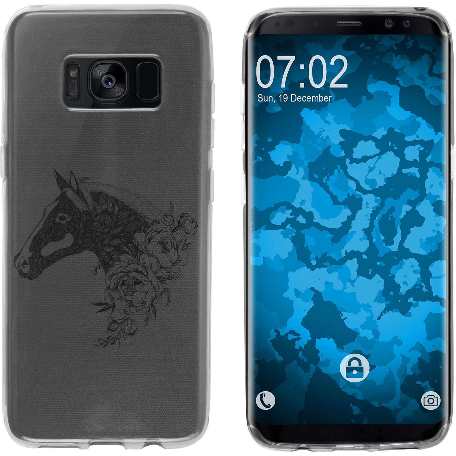 Galaxy S8 Silikon-Hülle Floral Pferd M5-1 Case