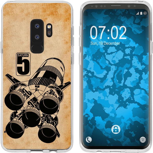 Galaxy S9 Plus Silikon-Hülle Space Moon Rocket M3 Case