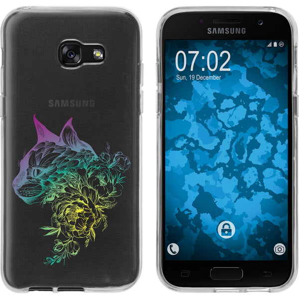 Galaxy A5 2017 Silikon-Hülle Floral Katze M2-4 Case