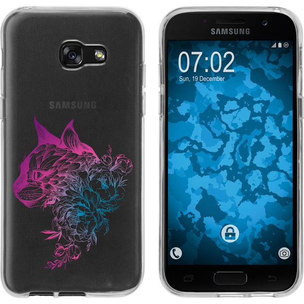 Galaxy A3 2017 Silikon-Hülle Floral Katze M2-6 Case