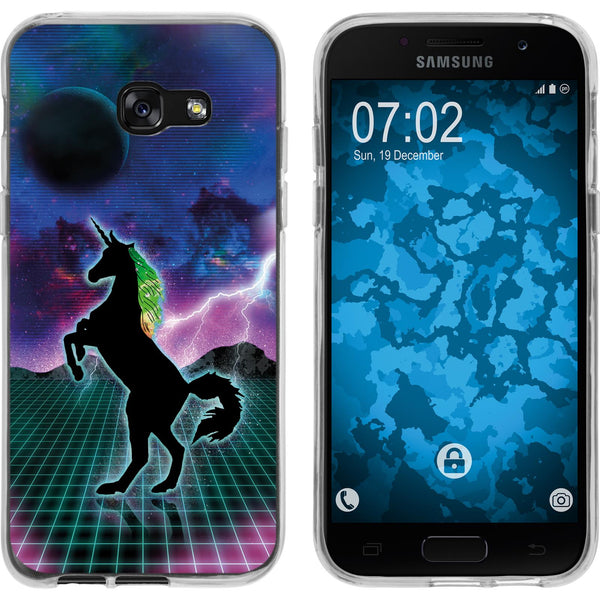 Galaxy A3 2017 Silikon-Hülle Retro Wave Einhorn M2 Case