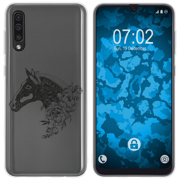 Galaxy A50 Silikon-Hülle Floral Pferd M5-1 Case