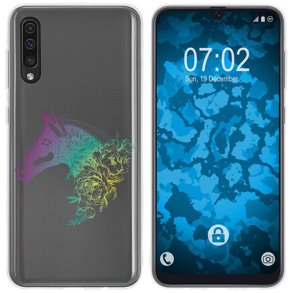 Galaxy A50 Silikon-Hülle Floral Pferd M5-4 Case