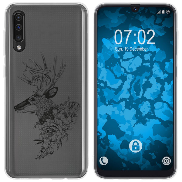 Galaxy A50 Silikon-Hülle Floral Hirsch M7-1 Case