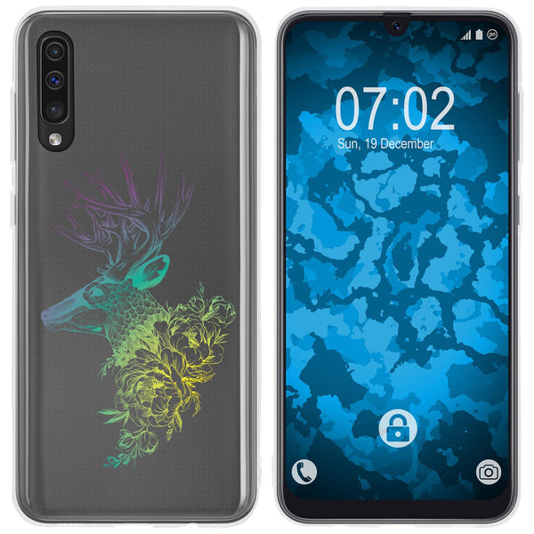 Galaxy A50 Silikon-Hülle Floral Hirsch M7-4 Case