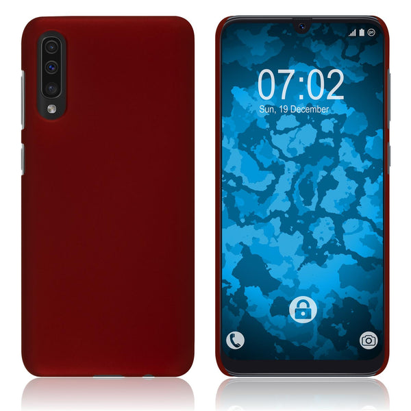 PhoneNatic Case kompatibel mit Samsung Galaxy A50 - rot Silikon Hülle gummiert + 2 Schutzfolien