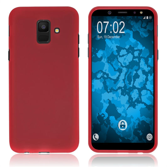 PhoneNatic Case kompatibel mit Samsung Galaxy A6 (2018) - rot Silikon Hülle matt Cover