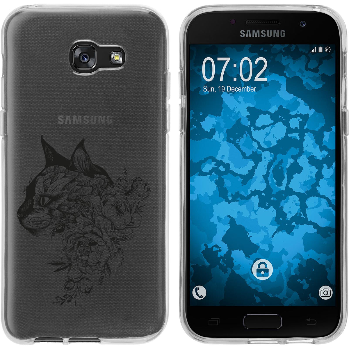 Galaxy A7 (2017) Silikon-Hülle Floral Katze M2-1 Case