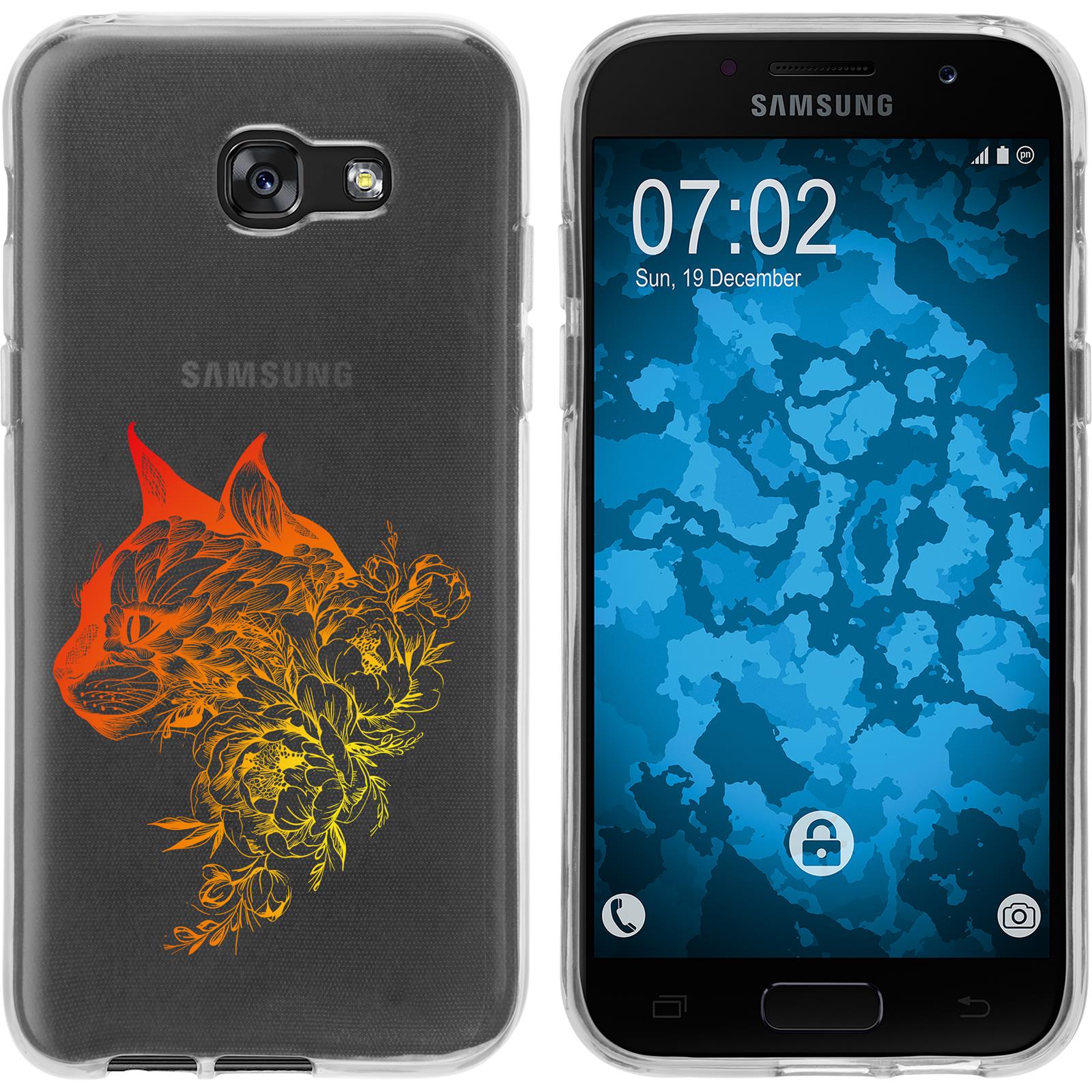 Galaxy A7 (2017) Silikon-Hülle Floral Katze M2-2 Case