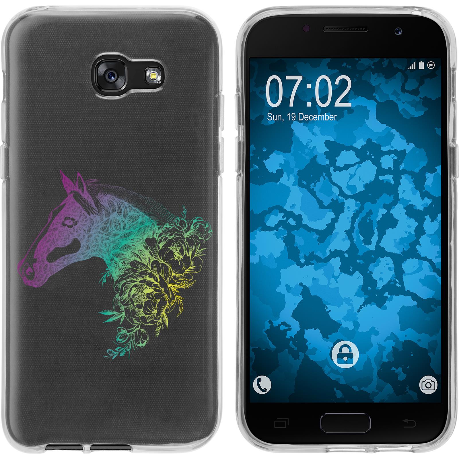 Galaxy A7 (2017) Silikon-Hülle Floral Pferd M5-4 Case