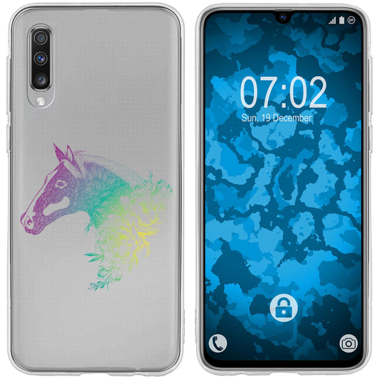 Galaxy A70 Silikon-Hülle Floral Pferd M5-4 Case