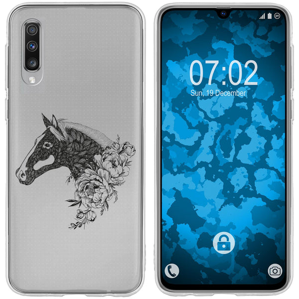 Galaxy A70 Silikon-Hülle Floral Pferd M5-1 Case