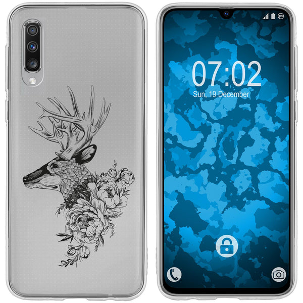 Galaxy A70 Silikon-Hülle Floral Hirsch M7-1 Case