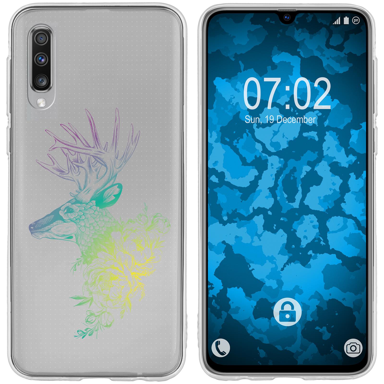 Galaxy A70 Silikon-Hülle Floral Hirsch M7-4 Case