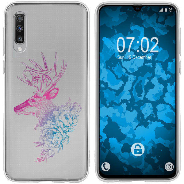 Galaxy A70 Silikon-Hülle Floral Hirsch M7-6 Case