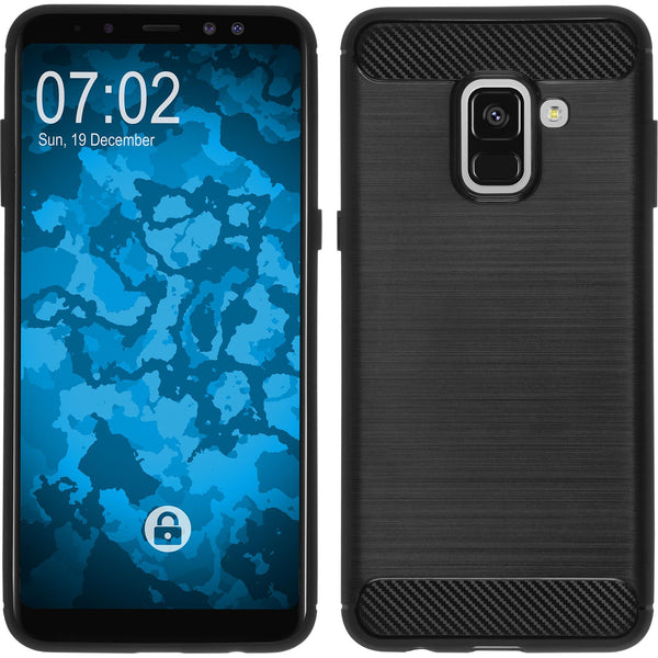 PhoneNatic Case kompatibel mit Samsung Galaxy A8 Plus (2018) - schwarz Silikon Hülle Ultimate Cover