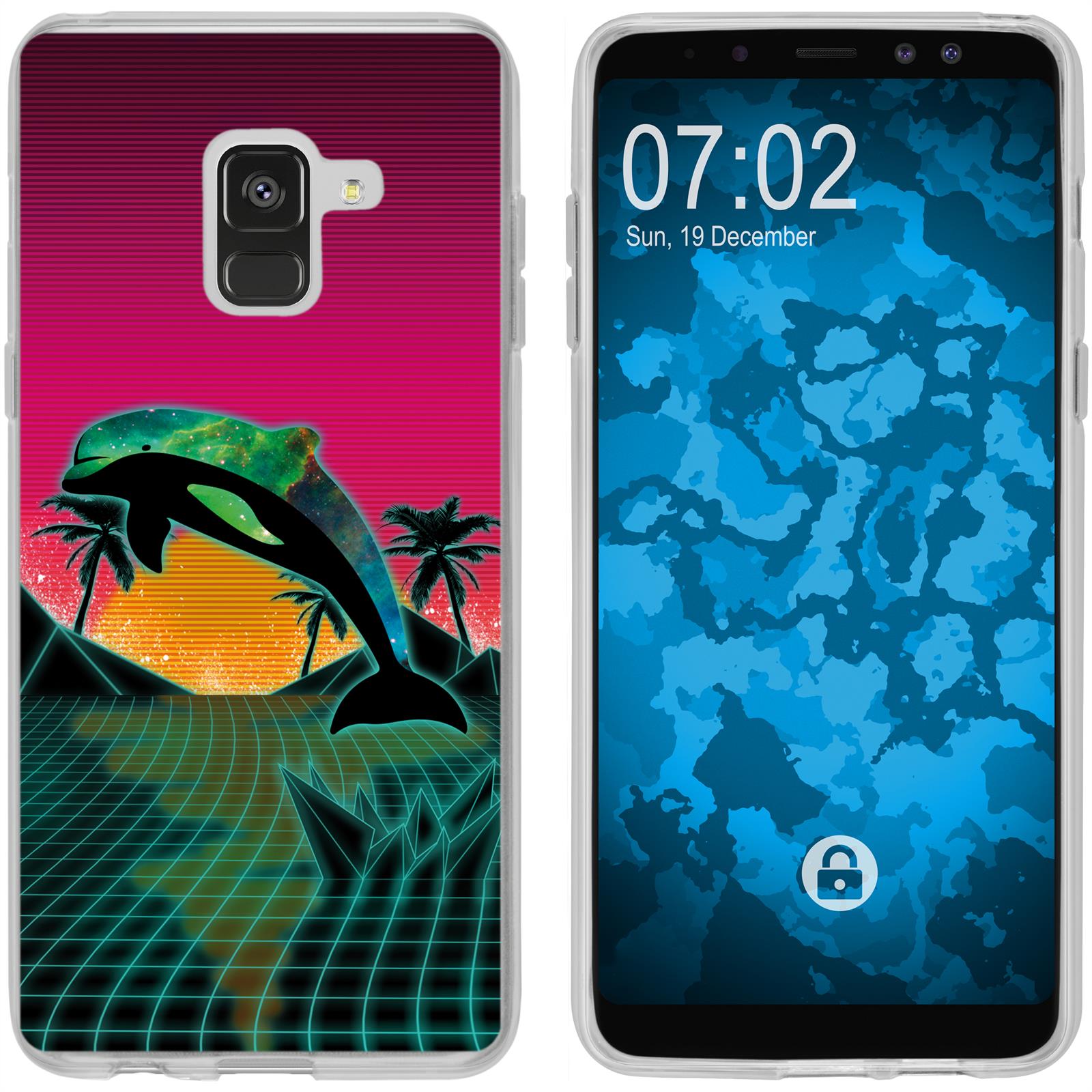 Galaxy A8 (2018) EU Version Silikon-Hülle Retro Wave Delphin