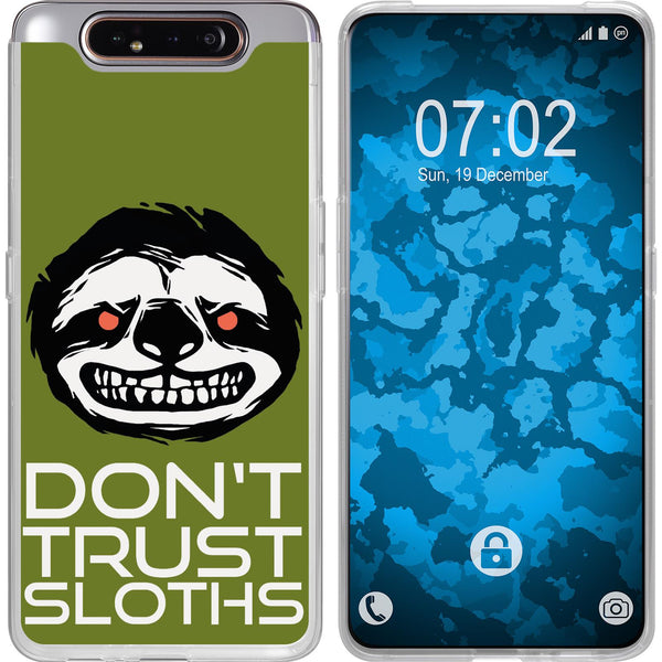 Galaxy A80 Silikon-Hülle Crazy Animals Faultier M3 Case